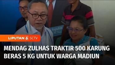 Mendag Zulkifli Hasan Mentraktir 500 Karung Beras 5 Kilogram untuk Warga Madiun | Liputan 6