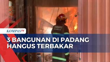 Kebakaran 3 Bangunan di Kota Padang, 11 Unit Mobil Damkar DIterjunkan ke Lokasi