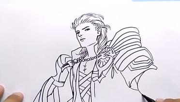 GANTENG, menggambar ALUCARD HERO MOBILE LEGEND dari huruf A / how to draw alucard