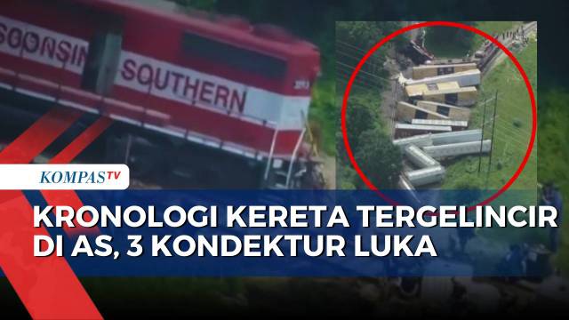 Kereta Barang Tergelincir di AS, 3 Orang Luka- Solar Tumpah | KOMPAS PAGI