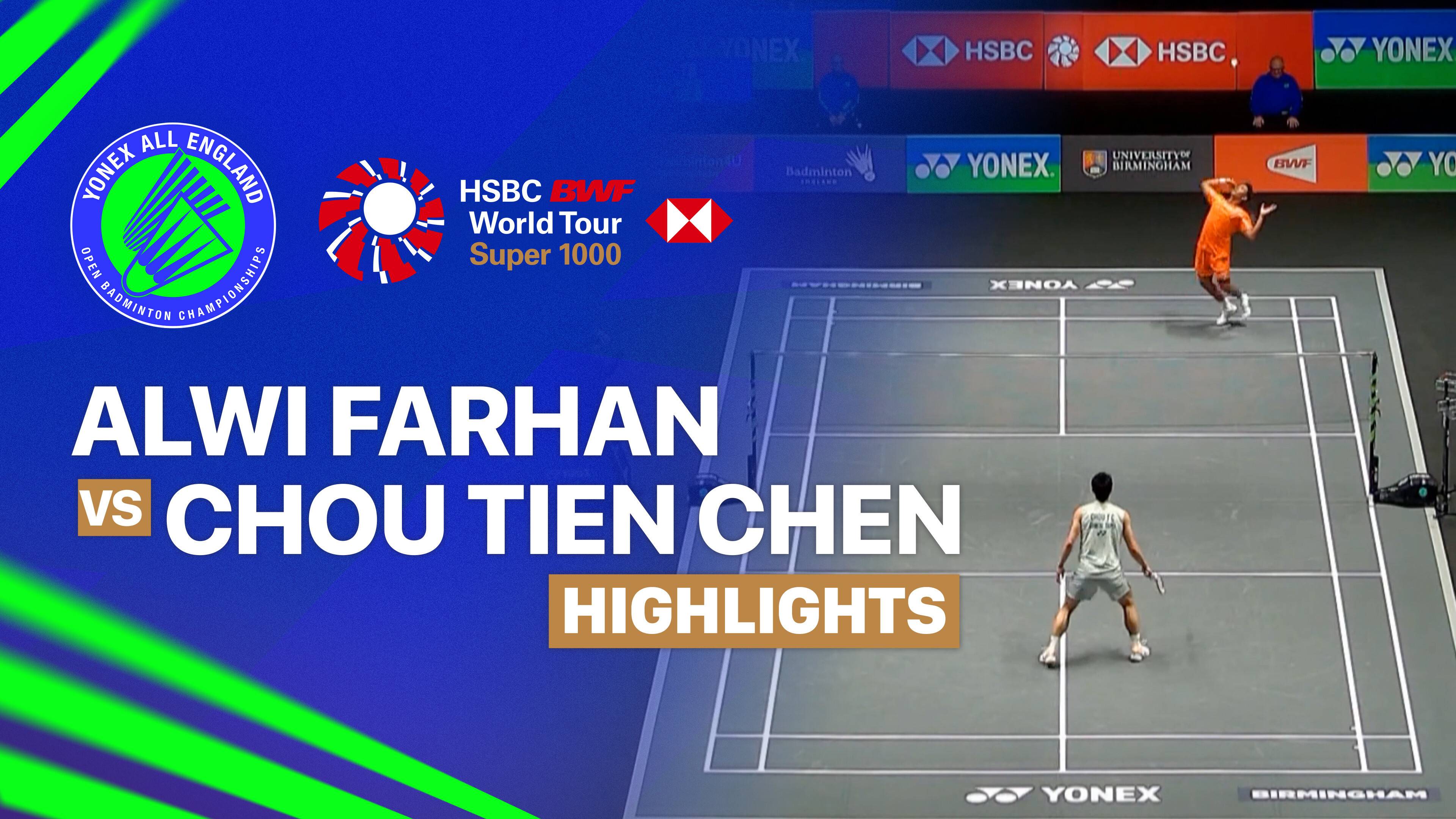 Alwi Farhan (INA) vs Chou Tien Chen (TPE) - Men's Singles Round of 16 | YONEX All England Open Badminton Championships 2026