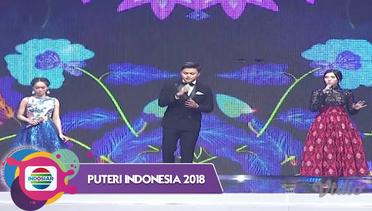 Isyana, Rizky Febrian, dan Lesti Menyanyikan Lagu Bubuy Bulan di Malam Pemilihan Puteri Indonesia.