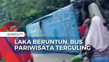 Bus Pariwisata Tabrak 3 Kendaraan di Jalan Lintas Padang-Bukittinggi, 33 Penumpang Luka-Luka!
