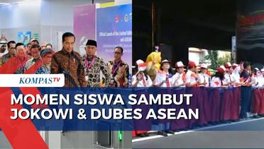 Turun dari MRT, Jokowi dan Dubes Negara ASEAN Disambut Para Siswa