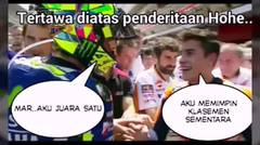 Gambar Meme Lucu Valentino Rossi dan Marquez Bersalaman Serta Jatuhnya Lorenzo dan Ianone Karena Benturan
