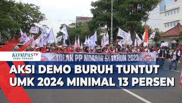 Aksi Demo Buruh di Semarang Tuntut UMK 2024 Minimal 13 Persen