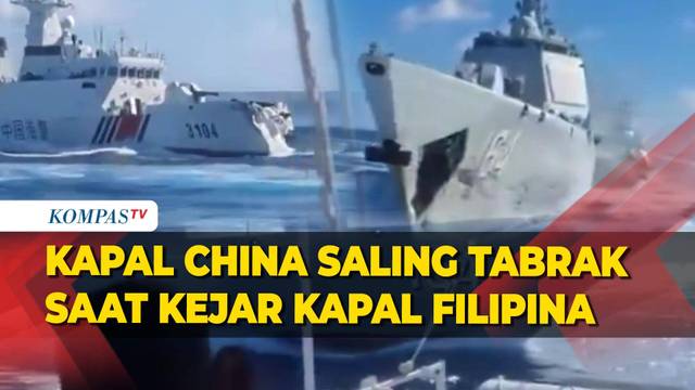 Memanas! Detik-Detik Dua Kapal China Saling Tabrak saat Kejar Kapal Filipina