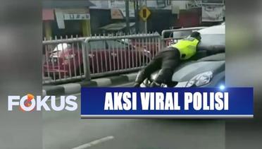 Lagi, Viral Polisi 'Nyangkut' di Kap Mobil Pengendara yang Langgar Lalu Lintas - Fokus Pagi