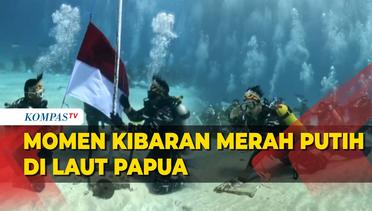 Begini Momen Upacara Pengibaran Bendera Merah Putih di Laut Papua