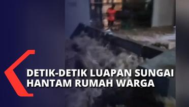 Detik-detik Luapan Air Sungai Cibeureum Tumpah ke Jalan Raya & Terjang Rumah Warga Bogor!