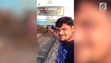 Rekaman Amatir Pria Selfie Tersambar Kereta