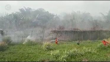 Lahan gambut di sekitar Bandara Halmahera Selatan terbakar