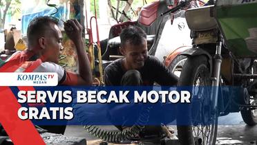 Ratusan Becak Motor di Kota Medan Dapat layanan Servis Gratis oleh Personel Polisi