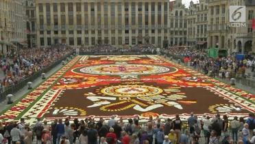 Ratusan Ribu Bunga Hiasi Pusat Kota di Belgia