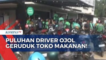 Rekan Mereka Dilempar Bungkus Makanan, Puluhan Driver Ojol Geruduk Toko Makanan di Kediri!