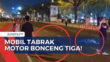 Sopir Diduga Mengantuk, Mobil Tabrak Motor Bonceng Tiga di Kemayoran Jakarta!