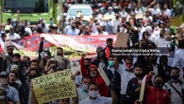 Demo tolak UU Cipta Kerja, ribuan buruh mogok kerja di Tangerang