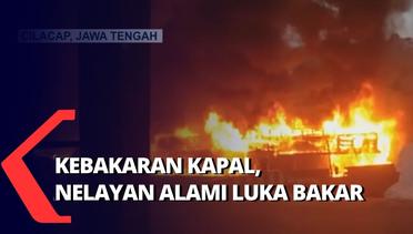 Kebakaran Kapal di Dermaga Wijayapura Akibat Korsleting Sebabkan Nelayan Dilarikan ke Rumah Sakit