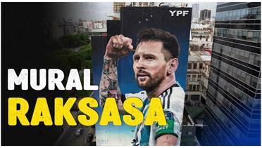 Keren Abis! Mural Raksasa Lionel Messi untuk Peringati Gelar Juara Piala Dunia 2022