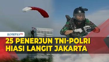 Aksi Memukau 25 Penerjun TNI Polri Menghiasi Langit Jakarta di HUT ke 78 TNI