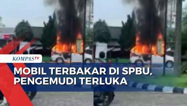 Sebuah Mobil Terbakar di SPBU Lumajang, Pengemudi Alami Luka Bakar di Tangan!