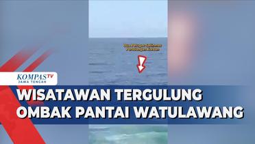 Wisatawan Tergulung Ombak Pantai Watulawang
