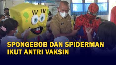 Spiderman Hingga Spongebob Temani Vaksinasi Anak di Medan