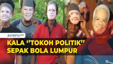 Lomba 17 Agustus di Sleman Warganya Pakai Topeng Tokoh Politik saat Main Bola Lumpur