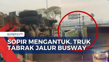 Truk Tabrak Jalur Busway, Lalu Lintas di Jalan Gatot Subroto Tanah Abang Sempat Tersendat