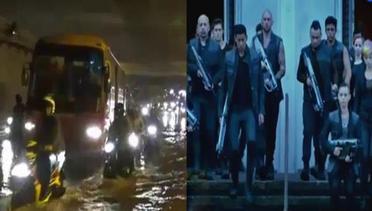 Hujan Deras, Transjakarta Terjebak Banjir di Terowongan Cawang hingga Sekuel Fiksi Ilmiah Film Insurgent