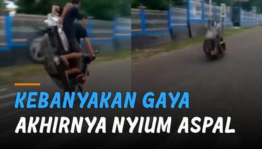 Kebanyakan Gaya, Dua Pemuda Lakukan Freestyle Motor Akhirnya Nyium Aspal