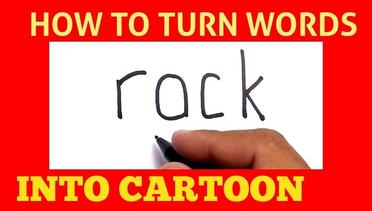 GAGAH, cara menggambar THE ROCK ( DWAYNE JOHNSON) dari kata ROCK - how to turn word ROCK