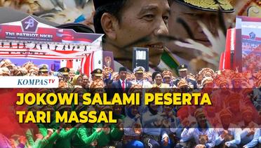 Turun Panggung, Jokowi Salami Peserta Tari Massal di HUT TNI