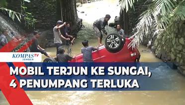 Sopir Ngantuk,Mobil Terjunke Sungai, 4PenumpangTerluka