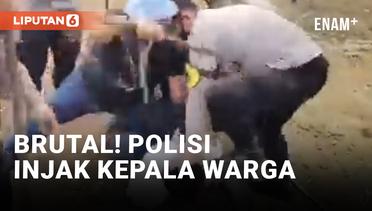 Ricuh! Oknum Polisi Injak Kepala Warga Saat Unjuk Rasa Eksekusi Lahan di Lampung