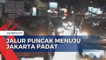 Antrean Panjang Kendaraan dari Arah Puncak Bogor Menuju Jakarta Terpantau Padat