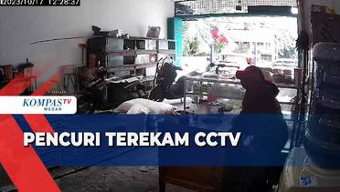 Detik-detik Pencuri Toko Pakan Ternak di Medan Beraksi