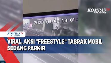 Viral, Aksi gagal Freestyle Tabrak Mobil Sedang Parkir