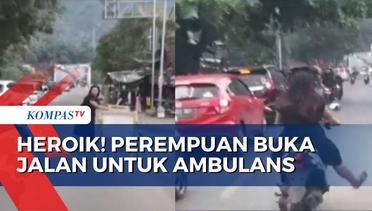 Aksi Heroik Pengendara Motor Wanita di Sukabumi, Buka Jalan Macet untuk Ambulans