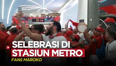 Piala Dunia 2022: Taklukkan Belgia, Fans Timnas Maroko Selebrasi di Stasiun Metro Doha