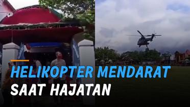 Momen Langka, Helikopter Mendarat Saat Hajatan Sedang Berlangsung