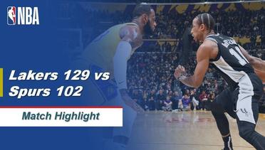 Match Highlight | los Angeles Lakers 129 vs 102 San Antonio Spurs | NBA Regular Season 2019/20