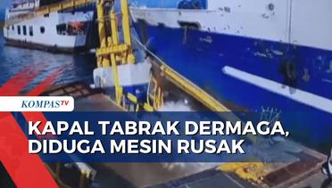 Kapal Feri Tabrak Jembatan Dermaga Pelabuhan Bastiong, Diduga Mesin Kapal Rusak!