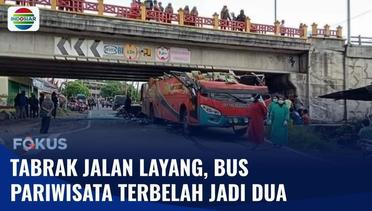 Salah Jalur, Bus Tabrak Jembatan Layang di Padang Panjang Hingga Terbelah Dua! | Fokus