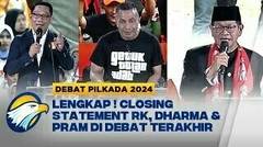 Saat RK, Dharma dan Pram Saling Beri Pesan di Debat Terakhir Pilgub Jakarta - [Debat Pilkada]