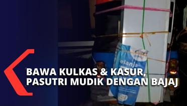 Demi Bawa Oleh-oleh, Pasutri Pemudik dengan Bajaj Angkut Kulkas & Kasur dari Jakarta ke Cirebon!