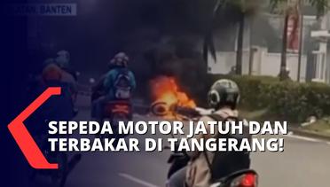Sempat Tabrak Pejalan Kaki, Sepeda Motor Terbakar di Tengah Jalan, Begini Kronologinya!