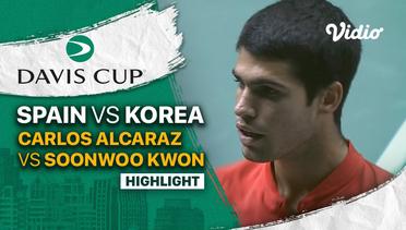 Highlights | Grup B: Spain vs Korea | Carlos Alcaraz vs Soonwoo Kwon | Davis Cup 2022