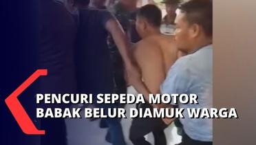 Inilah Detik-Detik Pencuri Sepeda Motor Dikeroyok Warga Saat Digiring ke Kantor Polisi!