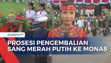 Antusiasme Warga Saksikan Kirab Sang Merah Putih ke Monas, Sekaligus Tunggu Karnaval Kemerdekaan